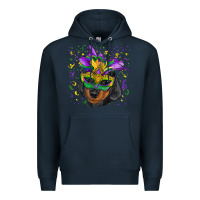 Navy Mardi Gras Dachshund Puppy with Mask Premium Hoodie - RanaPortraitStore