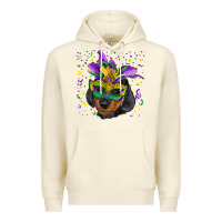 Sandshell Mardi Gras Dachshund Puppy with Mask Premium Hoodie - RanaPortraitStore