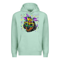 Seafoam Mardi Gras Dachshund Puppy with Mask Premium Hoodie - RanaPortraitStore