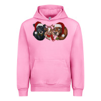 Fuchsia Pink Christmas Cows Urban Hoodie - RanaPortraitStore