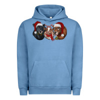 Pigment Pebble Blue Christmas Cows Urban Hoodie - RanaPortraitStore