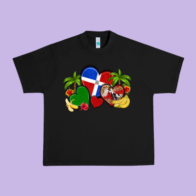 Dominican Republic Hearts Urban Heavy Tee Designed By Artiststas