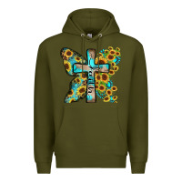 Army Green faith sunflower cross Premium Hoodie - Zillion Design Studio