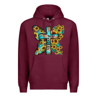 Burgundy faith sunflower cross Premium Hoodie - Zillion Design Studio