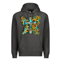 Charcoal Heather faith sunflower cross Premium Hoodie - Zillion Design Studio