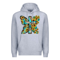 Heather Grey faith sunflower cross Premium Hoodie - Zillion Design Studio