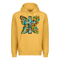 Mustard faith sunflower cross Premium Hoodie - Zillion Design Studio