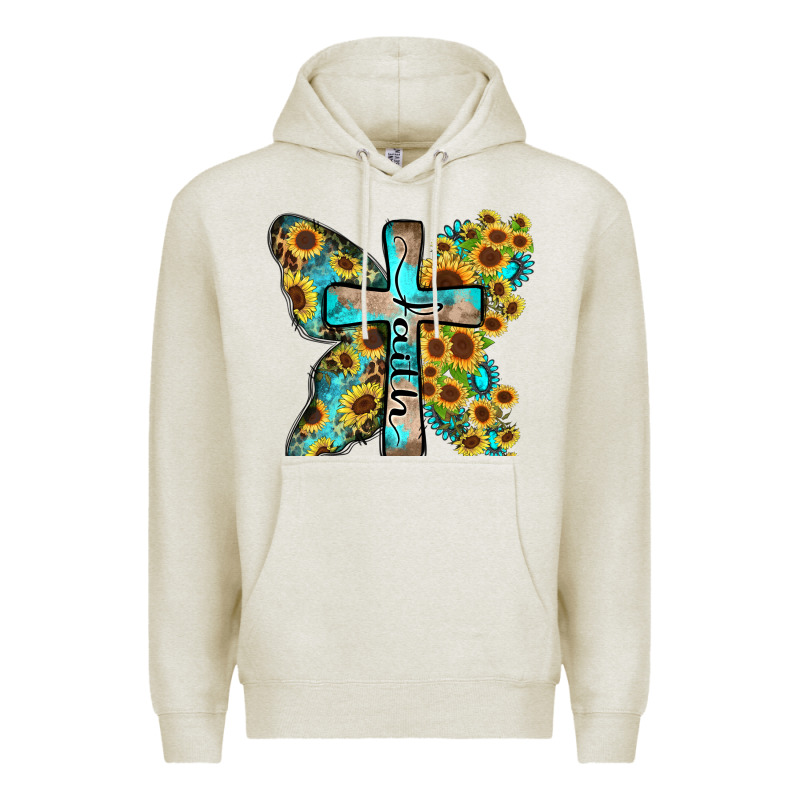 Faith Sunflower Cross Premium Hoodie by Zillion Design Studio | Teevron