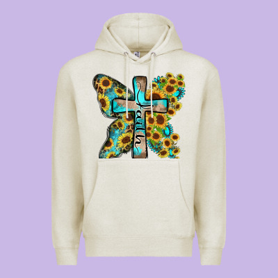 Faith Sunflower Cross Premium Hoodie Designed By Zillion Design Studio
