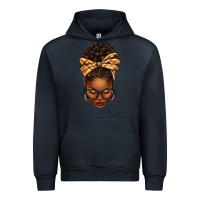 Navy plaid bandana afro woman Urban Hoodie - texasbilliewilder