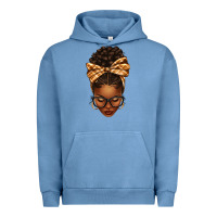 Pigment Pebble Blue plaid bandana afro woman Urban Hoodie - texasbilliewilder