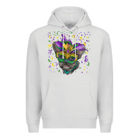 Dove Grey Mardi gras mask french bulldog Premium Hoodie - RanaPortraitStore