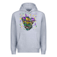 Heather Grey Mardi gras mask french bulldog Premium Hoodie - RanaPortraitStore