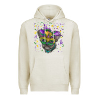 Oatmeal Heather Mardi gras mask french bulldog Premium Hoodie - RanaPortraitStore