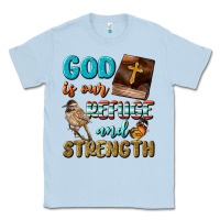 Dusty Blue God Is Our Refuge And Strength Classic Tee - BundleAndBundleShop