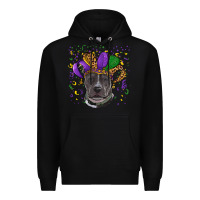 Black Mardi Gras Pitbull with Hat Premium Hoodie - RanaPortraitStore