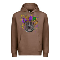 Chestnut Mardi Gras Pitbull with Hat Premium Hoodie - RanaPortraitStore