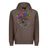 Coffee Mardi Gras Pitbull with Hat Premium Hoodie - RanaPortraitStore