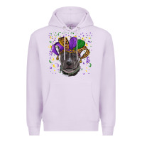 Lilac Mardi Gras Pitbull with Hat Premium Hoodie - RanaPortraitStore