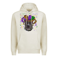 Oatmeal Heather Mardi Gras Pitbull with Hat Premium Hoodie - RanaPortraitStore