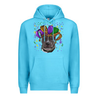 Ocean Blue Mardi Gras Pitbull with Hat Premium Hoodie - RanaPortraitStore