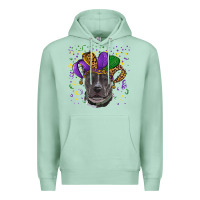 Seafoam Mardi Gras Pitbull with Hat Premium Hoodie - RanaPortraitStore