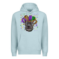 Blue Mist Mardi Gras Pitbull with Hat Premium Hoodie - RanaPortraitStore