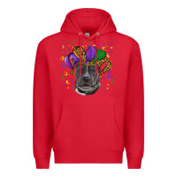 Red Mardi Gras Pitbull with Hat Premium Hoodie - RanaPortraitStore