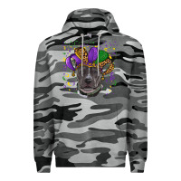 Slate Camo Mardi Gras Pitbull with Hat Premium Hoodie - RanaPortraitStore