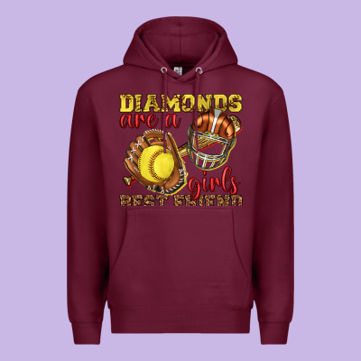Diamonds Are A Girls Best Friend Softball Premium Hoodie Designed By Texasbilliewilder