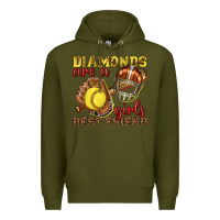 Army Green diamonds are a girls best friend softball Premium Hoodie - texasbilliewilder