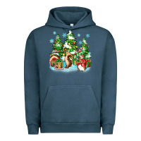 Pigment Midnight Navy christmas rabbits Urban Hoodie - Zillion Design Studio