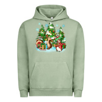 Pigment Oil Green christmas rabbits Urban Hoodie - Zillion Design Studio