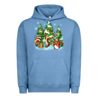 Pigment Pebble Blue christmas rabbits Urban Hoodie - Zillion Design Studio