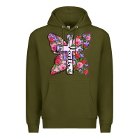 Army Green faith butterfly cross Premium Hoodie - Zillion Design Studio