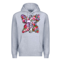 Heather Grey faith butterfly cross Premium Hoodie - Zillion Design Studio