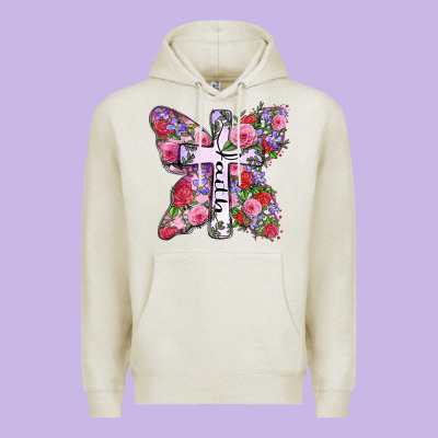 Faith Butterfly Cross Premium Hoodie Designed By Zillion Design Studio