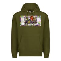Army Green Mardi Gras Truck And Fleur De Lis Crawfish Premium Hoodie - RanaPortraitStore