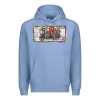 Colony Blue Mardi Gras Truck And Fleur De Lis Crawfish Premium Hoodie - RanaPortraitStore