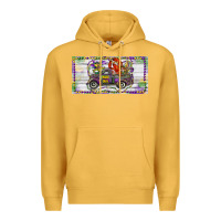 Mustard Mardi Gras Truck And Fleur De Lis Crawfish Premium Hoodie - RanaPortraitStore