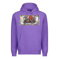 Purple Mardi Gras Truck And Fleur De Lis Crawfish Premium Hoodie - RanaPortraitStore