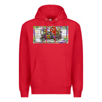 Red Mardi Gras Truck And Fleur De Lis Crawfish Premium Hoodie - RanaPortraitStore