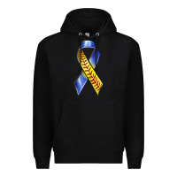 Black down syndrome ribbon softball Premium Hoodie - texasbilliewilder