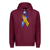 Burgundy down syndrome ribbon softball Premium Hoodie - texasbilliewilder
