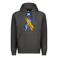 Charcoal Heather down syndrome ribbon softball Premium Hoodie - texasbilliewilder