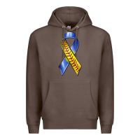 Coffee down syndrome ribbon softball Premium Hoodie - texasbilliewilder
