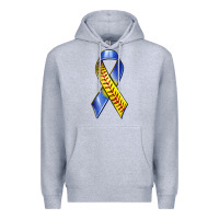 Heather Grey down syndrome ribbon softball Premium Hoodie - texasbilliewilder