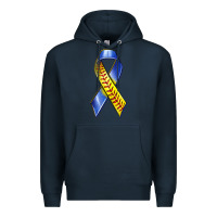 Navy down syndrome ribbon softball Premium Hoodie - texasbilliewilder