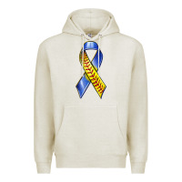 Oatmeal Heather down syndrome ribbon softball Premium Hoodie - texasbilliewilder