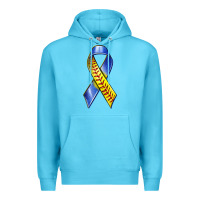Ocean Blue down syndrome ribbon softball Premium Hoodie - texasbilliewilder